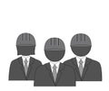 Business team. people in business attire in construction helmets. icons vector illustration.